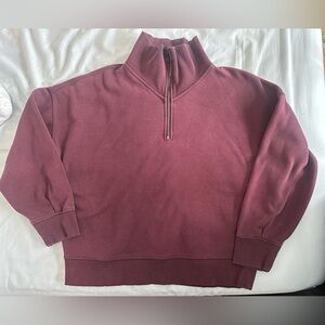 Athleta Maroon Zip-Up Sweater